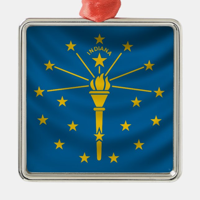 Indiana flagga julgransprydnad metall (Framsidan)