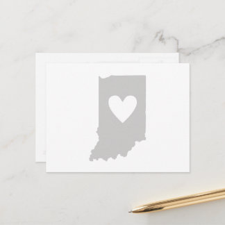 Indiana Grått State Karta Shape Hoosier Heart Cuto Vykort