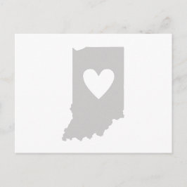 Indiana Grått State Karta Shape Hoosier Heart Cuto Vykort