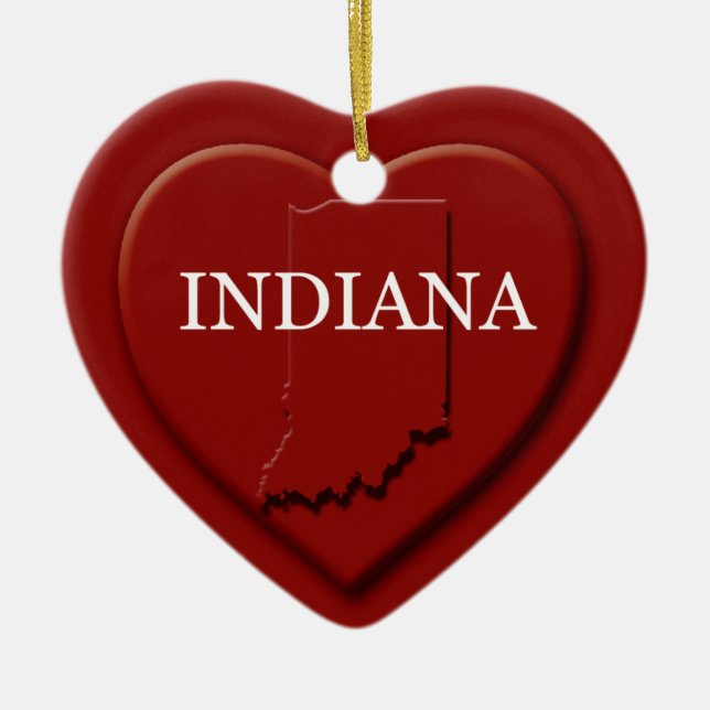 Indiana Heart Karta julprydnad Julgransprydnad Keramik (Framsidan)