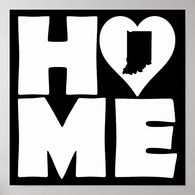 Indiana Hem Heart State Affisch Skylt (Framsidan)