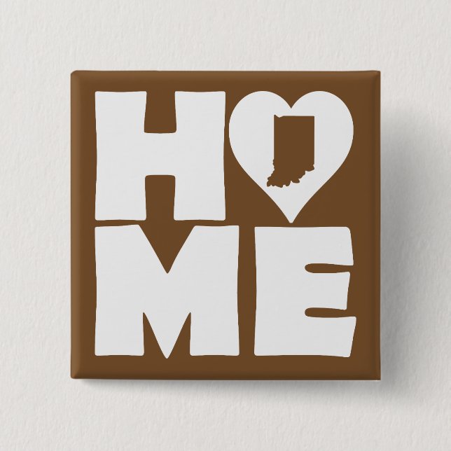 Indiana Hem Stat Knapp Badge Pin (Framsida)