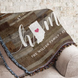 Indiana Home State Personlig Wood-look Filt<br><div class="desc">Visa lite stolthet över hemmet med den här söta, rustiska träplattan som innehåller "hem" i vita kalligrafskript med en silhuett karta i delstaten Indiana som står i för "O" i brev. En rosa hjärtillustration inuti det statliga karta kompletterar designen. Du kan ändra hjärtans position till din hemstad genom att öppna...</div>