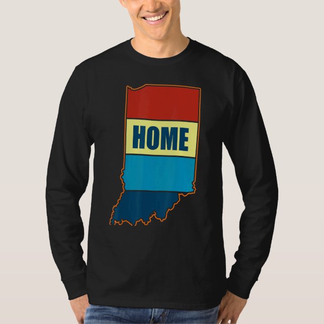Indiana Home State Retro Bean Bag Skyline T Shirt (Framsida)
