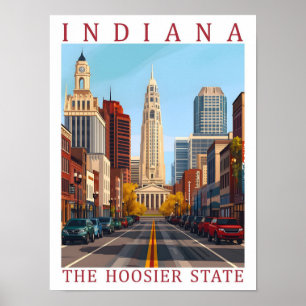 Indiana, hoosierstaten USA Travel Ställe Poster