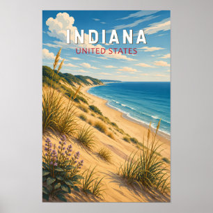 Indiana Illustration Resa Konst Vintage Poster