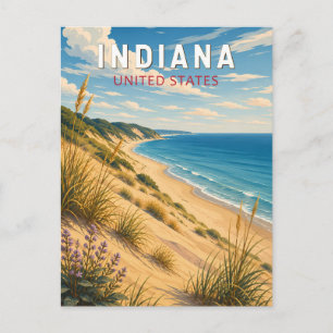 Indiana Illustration Resa Konst Vintage Vykort