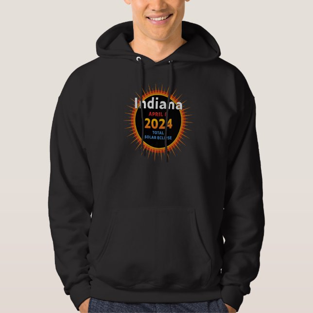Indiana IN Total Solar Eclipse 2024 2 Hoodie (Framsida)