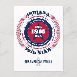 Indiana, Indianapolis, IN, Patriotic, Monogram Vykort