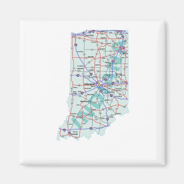 Indiana Interstate Karta Magnet (Framsidan)