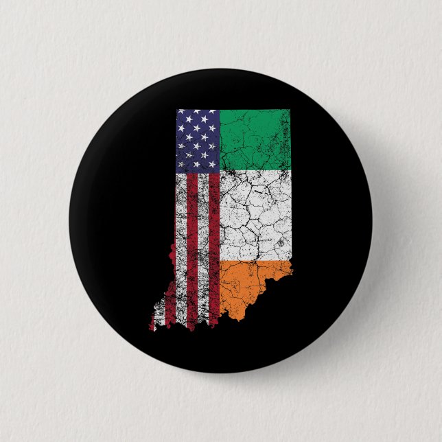 Indiana - Irländsk-amerikansk flagga St. Patrick's Knapp (Framsida)