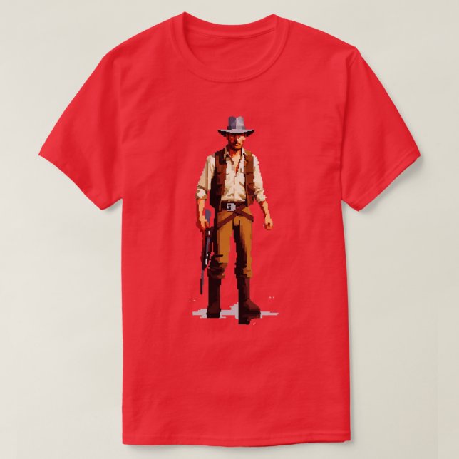 Indiana Jones Pixel Art TShirt T Shirt (Design framsida)
