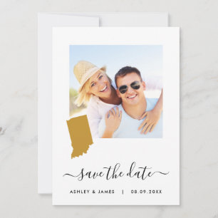 Indiana Karta Photo Bröllop spara datum Card Datumet