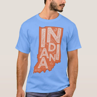 Indiana Karttypografi Röd T Shirt