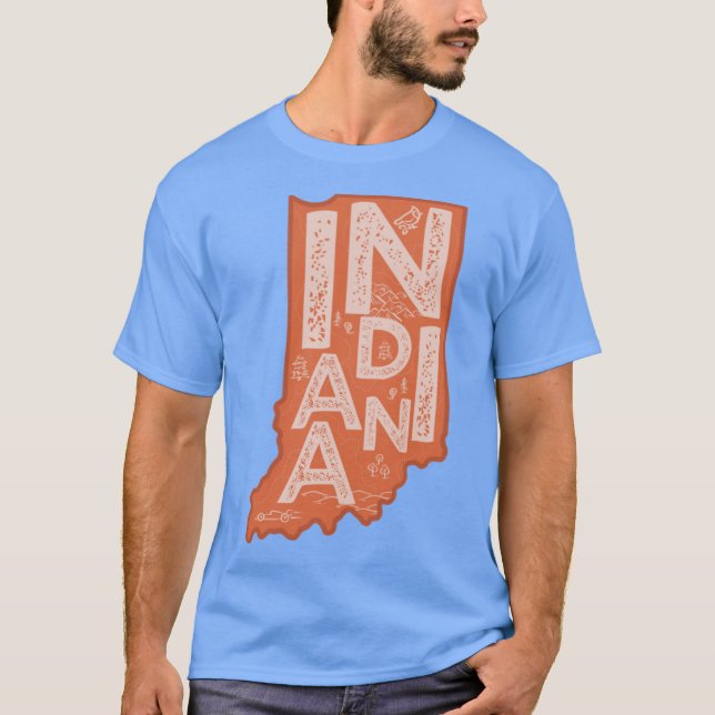 Indiana Karttypografi Röd T Shirt (Framsida)