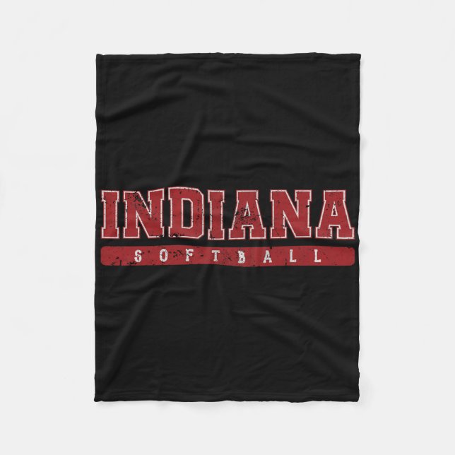 Indiana Mjuk Röd Vintage Text  Fleecefilt (Framsidan)