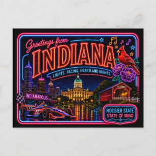 Indiana Neonstat Retro Vintage Vykort