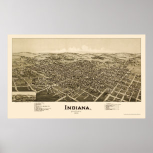 Indiana, PA Panoramic Karta - 1900 Poster
