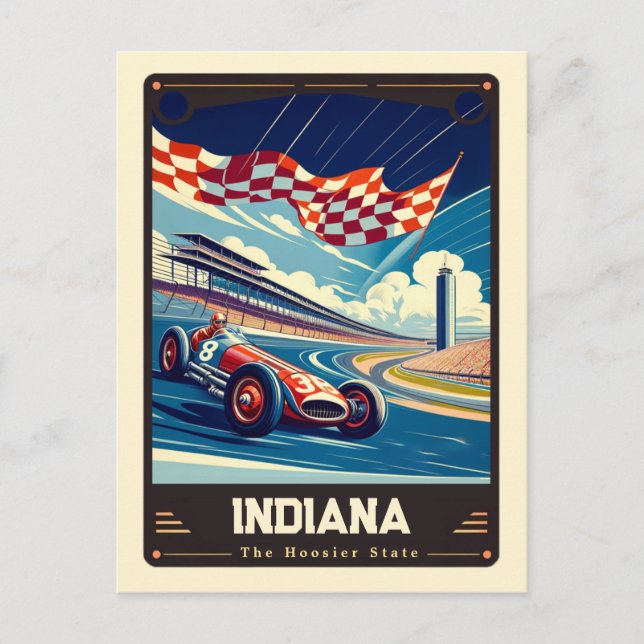 Indiana | Patriotisk Vintage Vykort (Framsida)