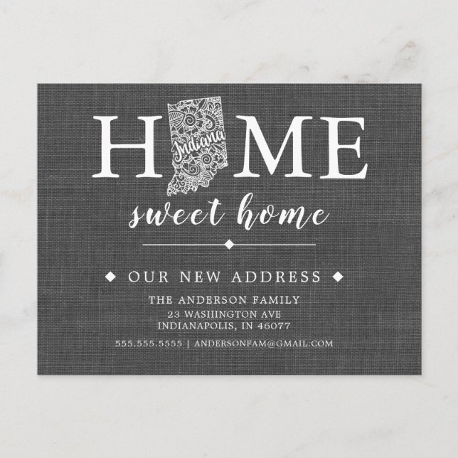 INDIANA-postkort för meddelande om statlig Flytta Vykort (Framsida)