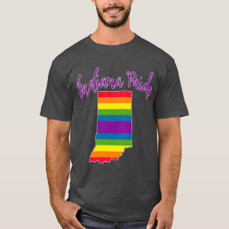 Indiana Pride with Rainbow Stripes T Shirt