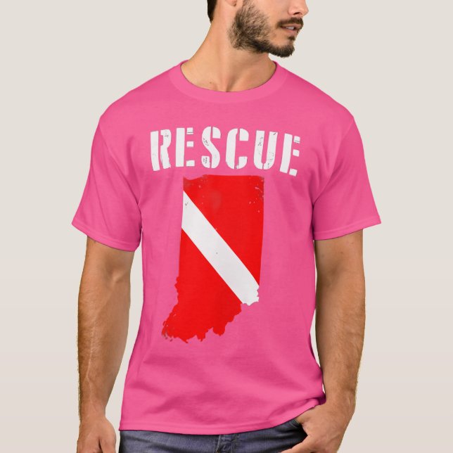 Indiana Rädding Diver Dive Flagga Dyka Divema T Shirt (Framsida)