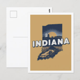 Indiana Retro Travel Design Iconic US Stater Vykort