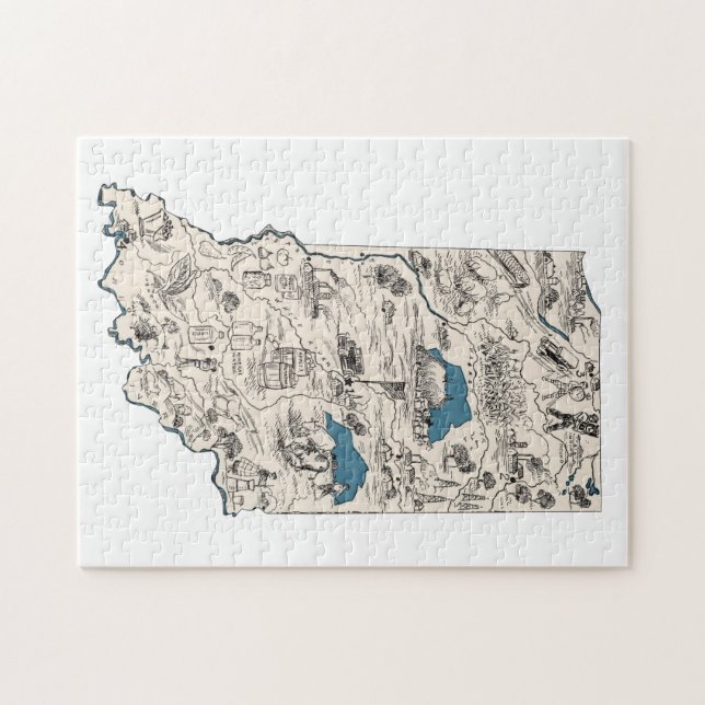 Indiana Shaped Hoosier Vintage Bild Karta Pussel (Horisontell)