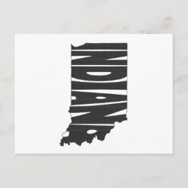 Indiana Shaped Ord Art Black Text Font Indianan Vykort