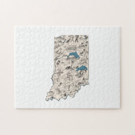Indiana Shaped Vintage Bild Karta Pussel