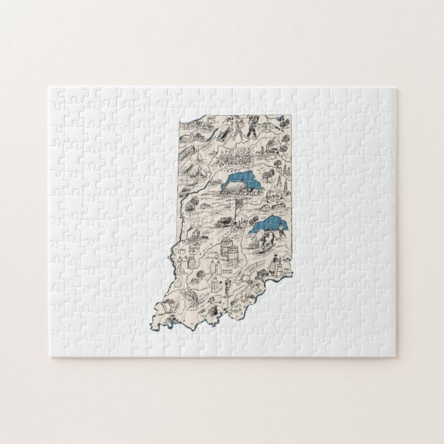 Indiana Shaped Vintage Bild Karta Pussel (Horisontell)