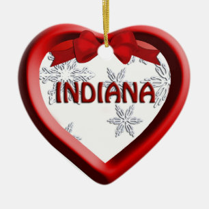 Indiana Snowflake Heart jul Ornament