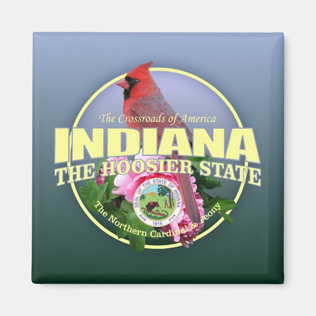 Indiana State Bird & Flower Magnet (Framsidan)