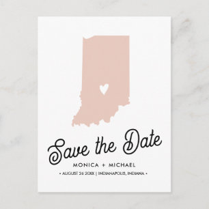 INDIANA State Destination Wedding ANY FÄRG! Meddelande Vykort