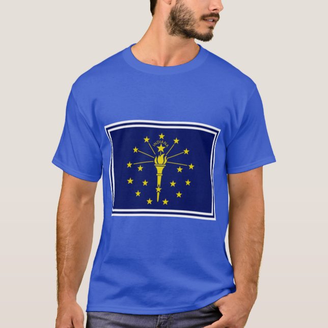 Indiana State Flag Stickers T Shirt (Framsida)
