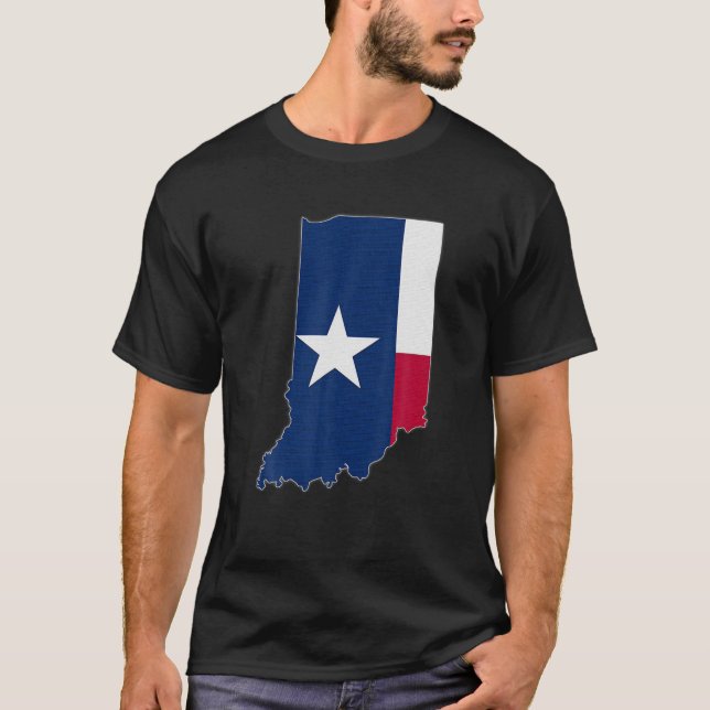 INDIANA STATE KARTA TEXAS TX Flagga Roots Manar Wo T Shirt (Framsida)