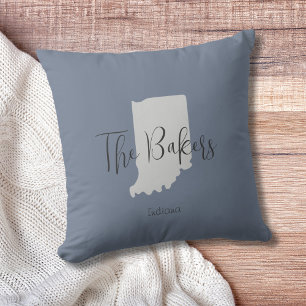 Indiana State-konturfamiljen Namn Dekorativ kudde
