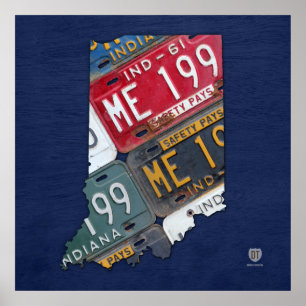 Indiana State License Plate Karta Poster