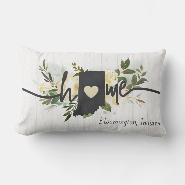 Indiana State-Personlig din hemstad Rustic Lumbarkudde (Framsida)