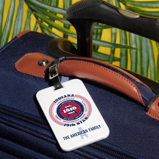 Indiana State Personlig Gift Luggage Tag Bagagebricka (Framsida Insitu 1)