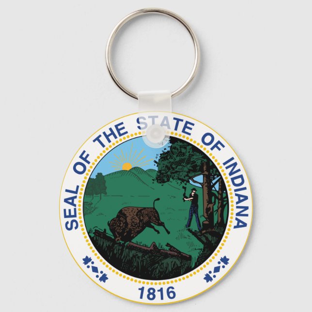 Indiana State Seal Keychain Nyckelring (Framsida)