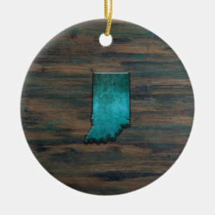 Indiana State Shape Teal Julgransprydnad Keramik