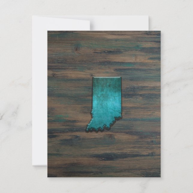 Indiana State Shape Teal Tack Kort (Framsida)
