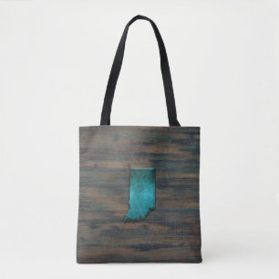 Indiana State Shape Teal Tygkasse