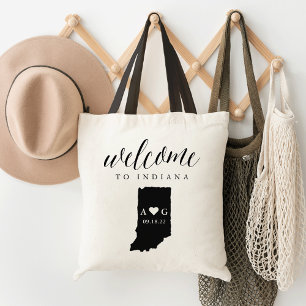 Indiana State Silhouette Bröllop Welcome Tote Tygkasse