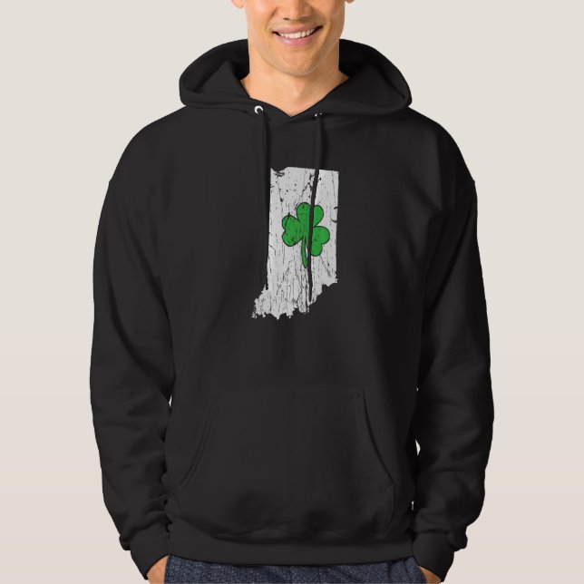 Indiana State St Patrick S Day Indiana Grönt Shamr Hoodie (Framsida)