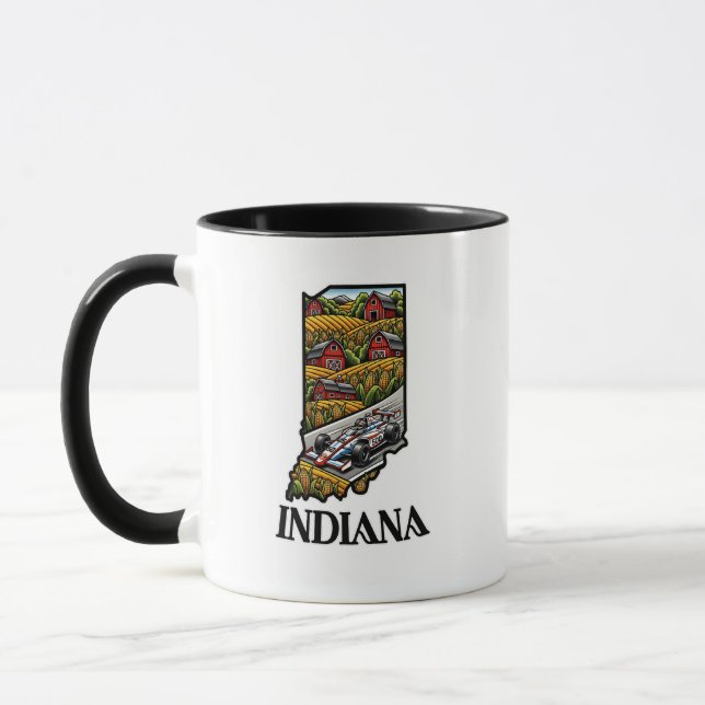 Indiana State Tattoo Stil Cornfields & Barns Mugg (Vänster)