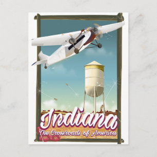 Indiana State vintage flygplansaffisch Vykort
