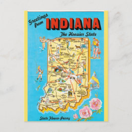 Indiana-staten Karta Vykort
