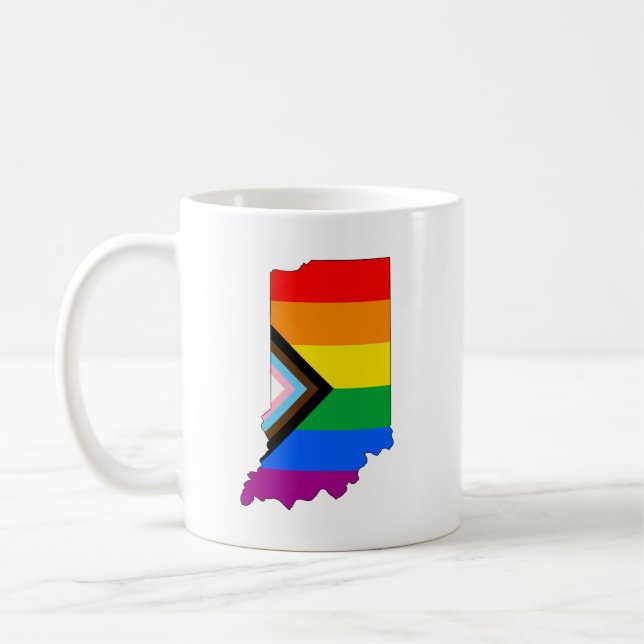 Indiana Statens Stolthet HBTQ Progress Pride Kaffemugg (Vänster)